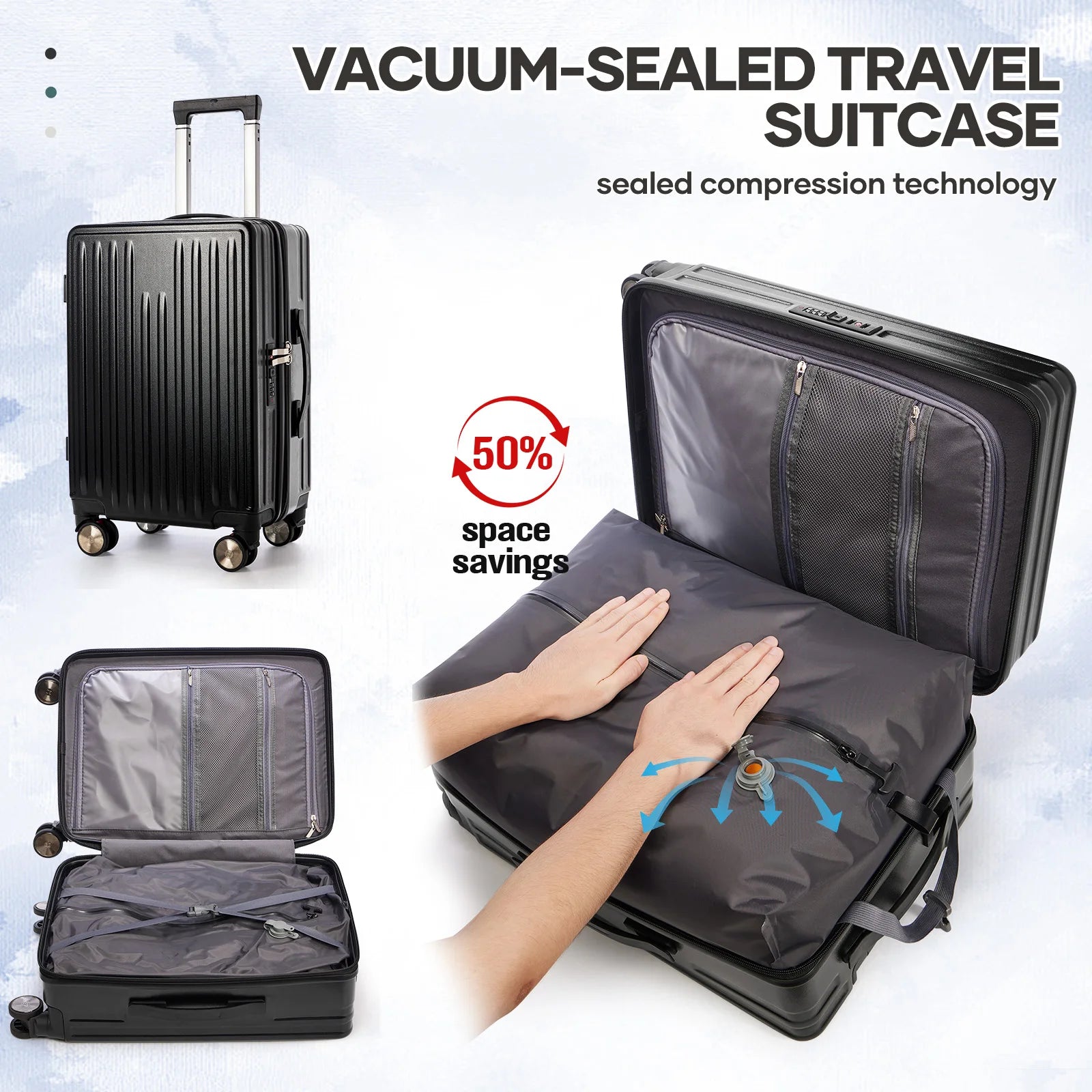 Vacuum Compression Cabin Luggage – Space-Saving Suitcase for Travel