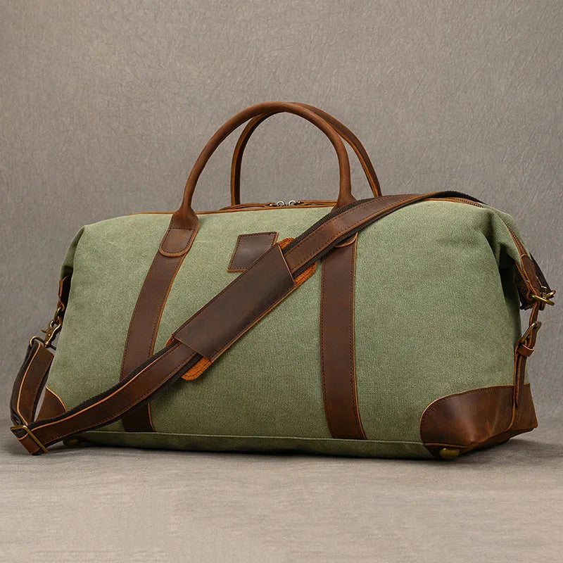 Rugged Canvas Travel Duffel Bag – Stylish Large Duffel with Leather