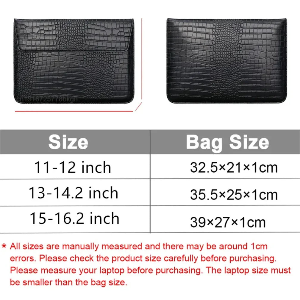 Crocodile Leather Flip Case Bag Laptop Sleeve Cover Accessories