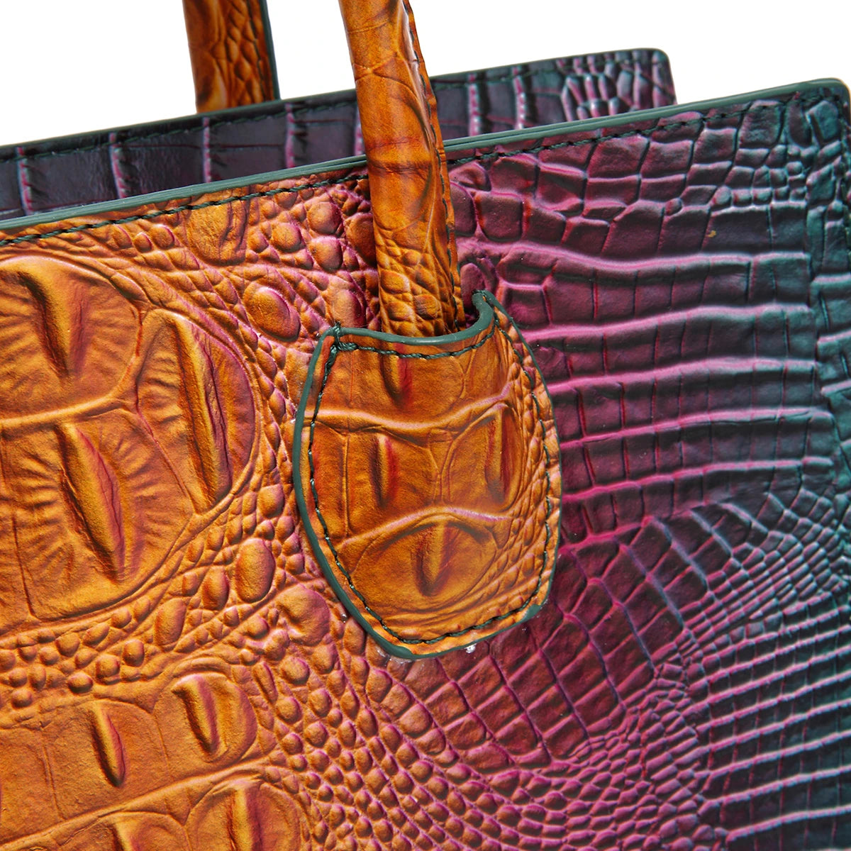 3-Piece Crocodile Pattern Handbag– Vintage Top Handle Bag, Crossbody Purse