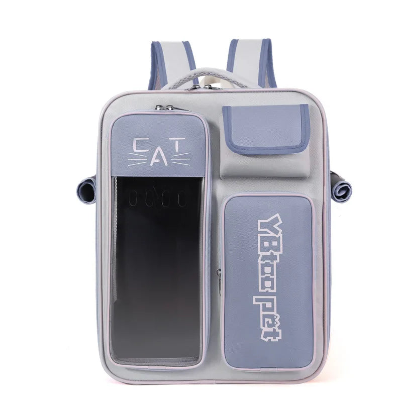 Double-Shoulder Cat Backpack – Transparent Large-Capacity Travel Bag for Cats & Dogs