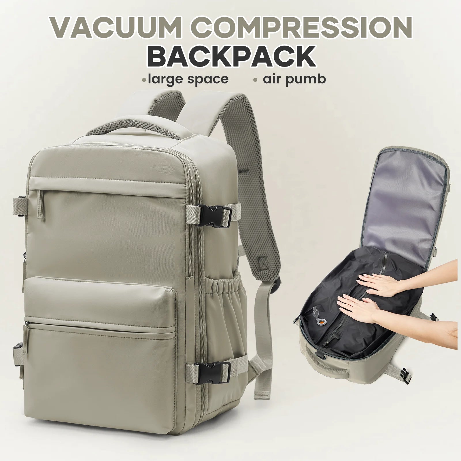 Smart Compression Travel Backpack – Fits 15.6" Laptop, 40x20x25 Travel Size