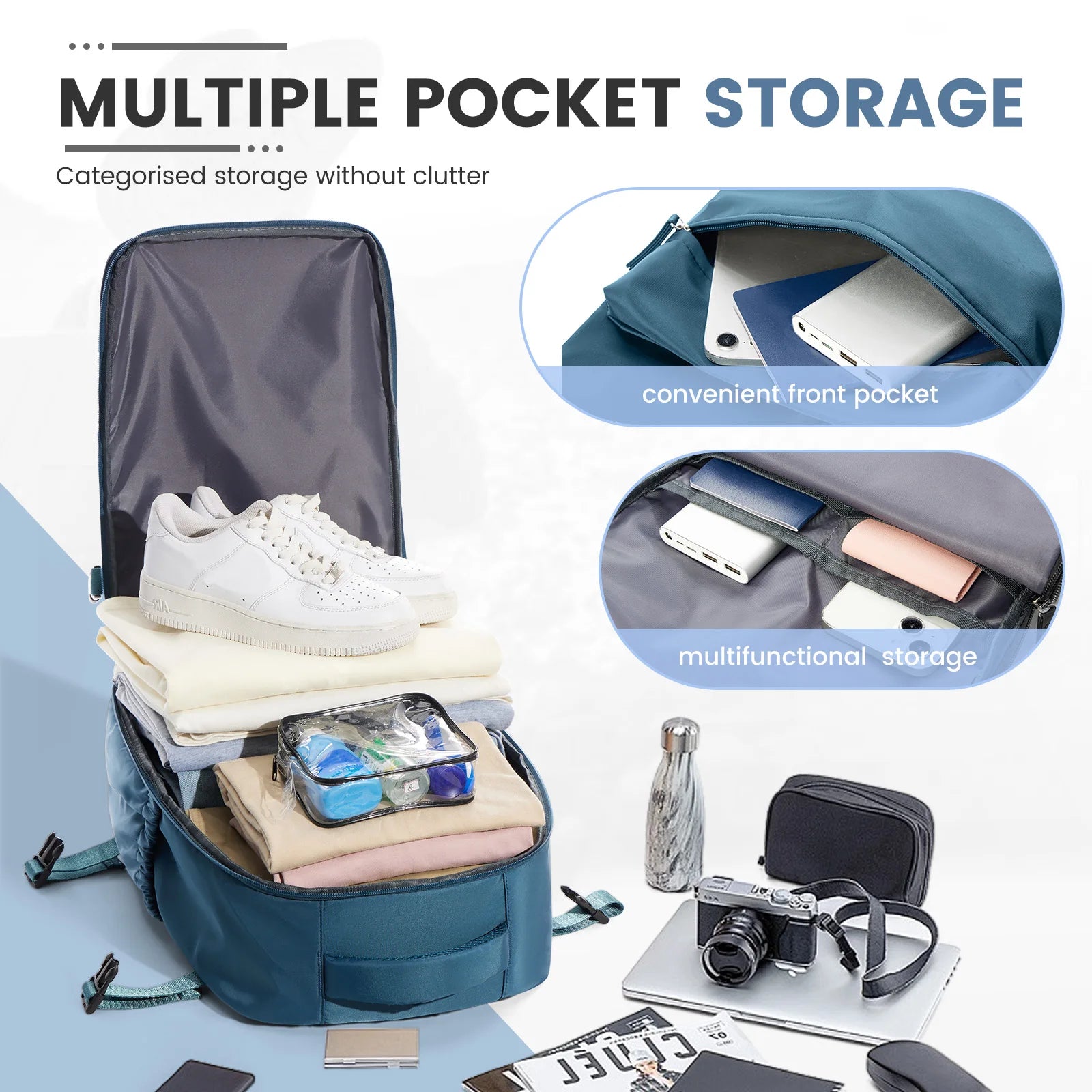 Ryanair 40x20x25 Cabin Backpack – Vacuum Compression Travel Laptop Backpack