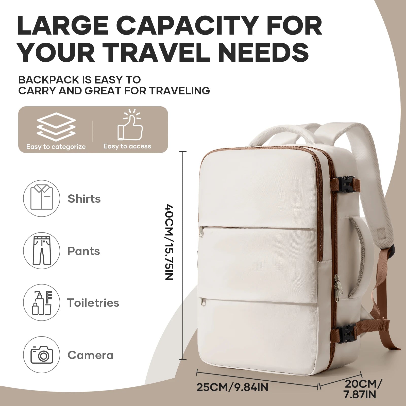 Cabin Size Travel Backpack – Fits Ryanair40x30x20 Bag