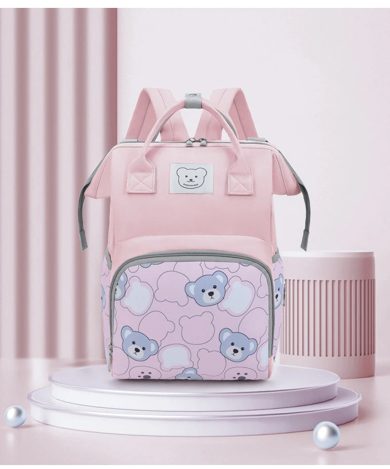 Baby Nappy Bag – Fashion Printed Bear Maternity Backpack for Moms