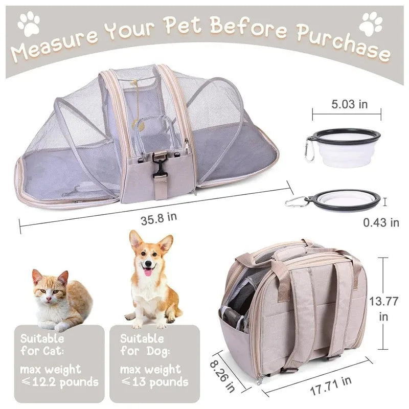 2-in-1 Multifunctional Cat Backpack – Double Expandable Foldable Breathable Pet Carrier