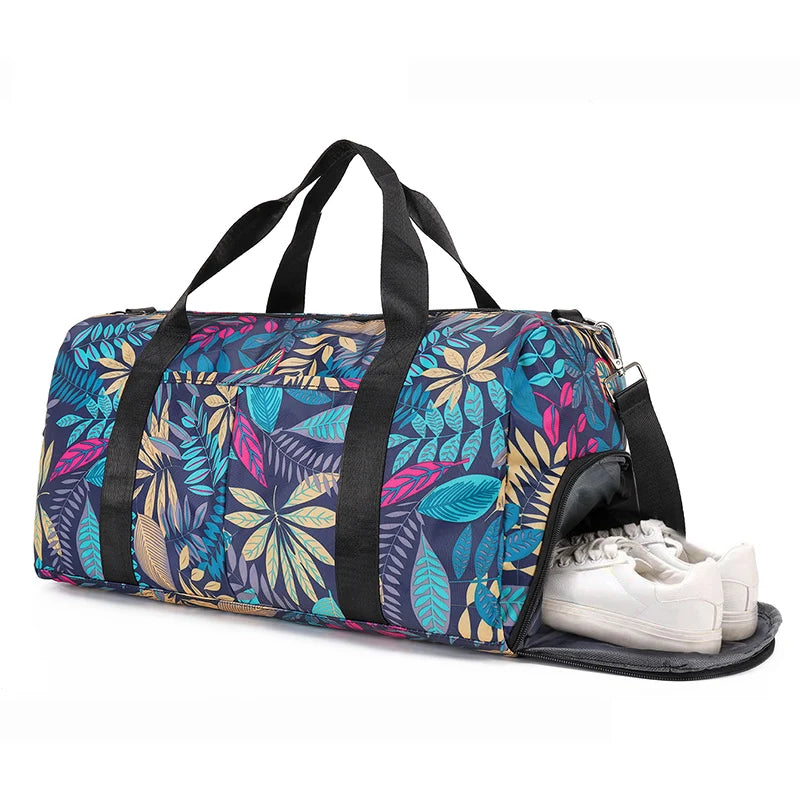 Painted Floral Crossbody Travel Bag