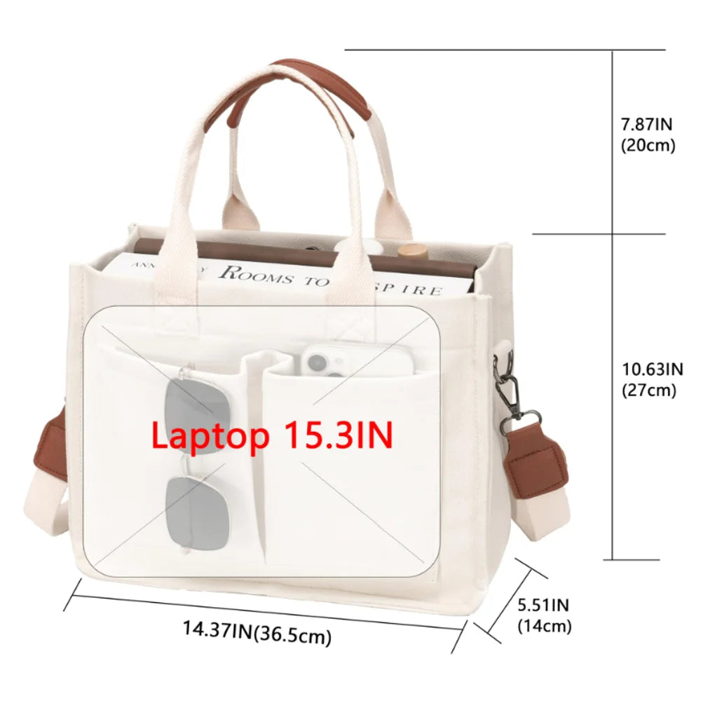 Durable Canvas Laptop Bag – Stylish Mommy Bag & Daily Handbag