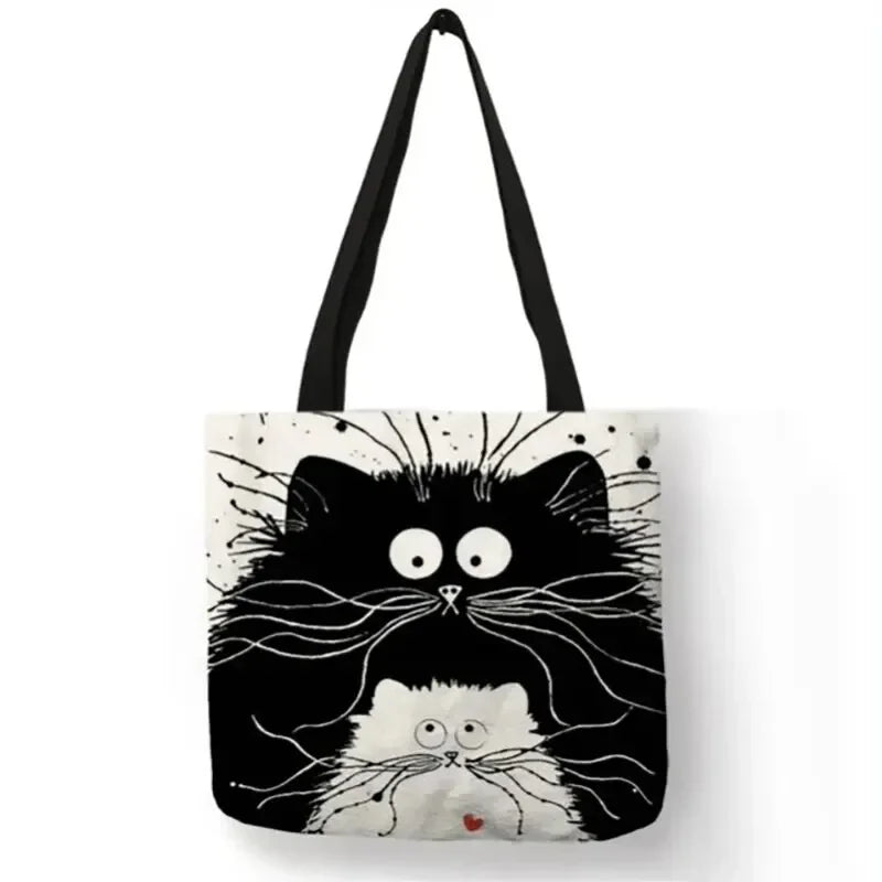 Animal Print Eco Tote – Sustainable Cat Canvas Bag for Women