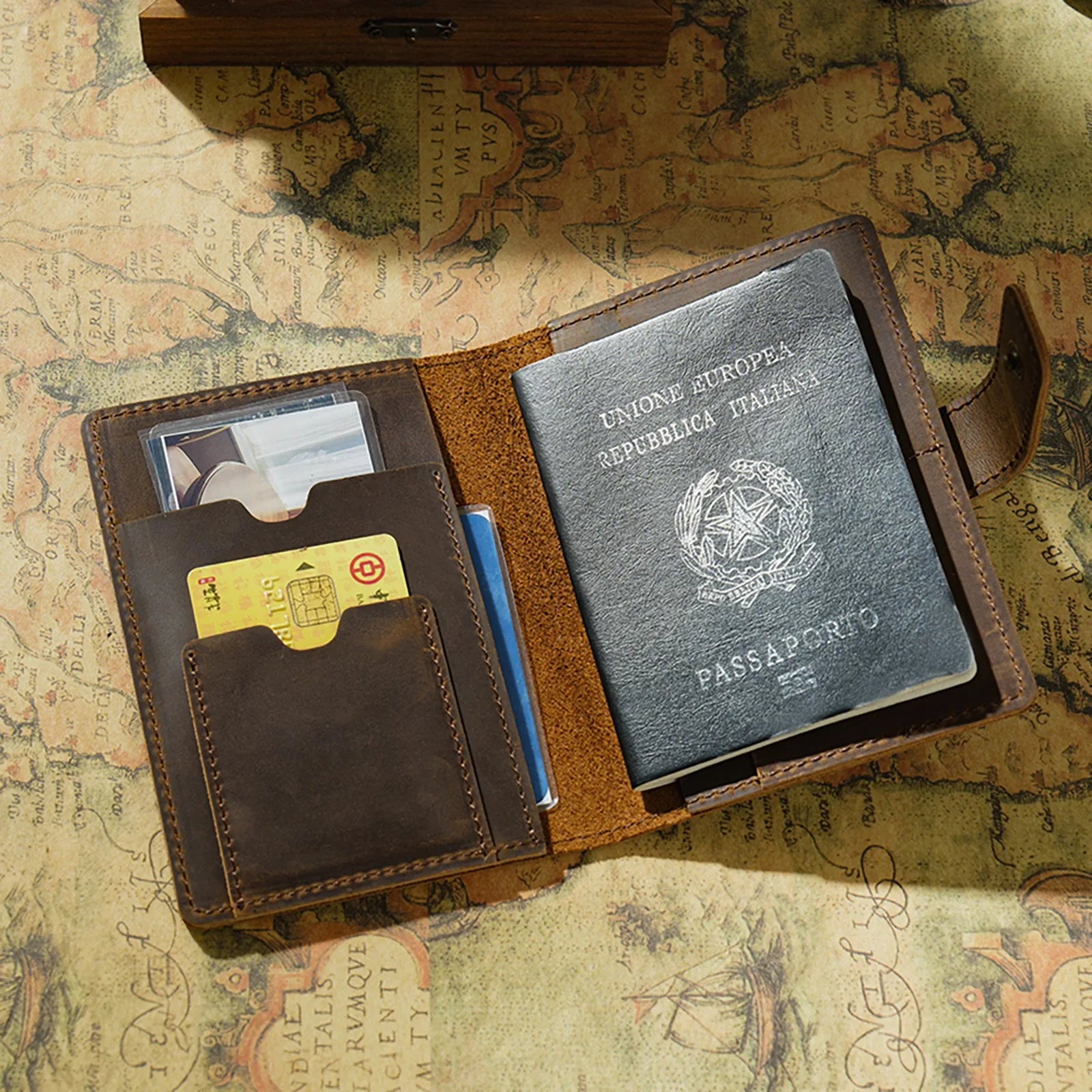 Genuine Leather Passport Holder – Vintage Travel Wallet