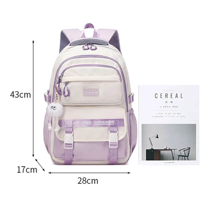 Primary School Backpack for Girls 7–12 Years – Student Shoulder Bag for Books