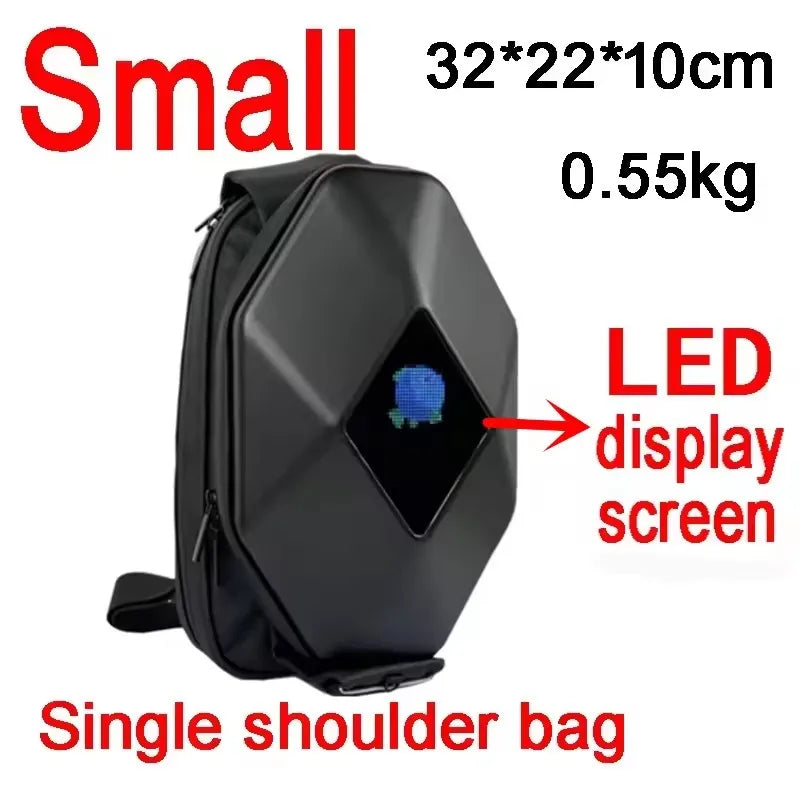 Smart LED Display Backpack – Carbon Fiber Hard Shell Laptop Bag