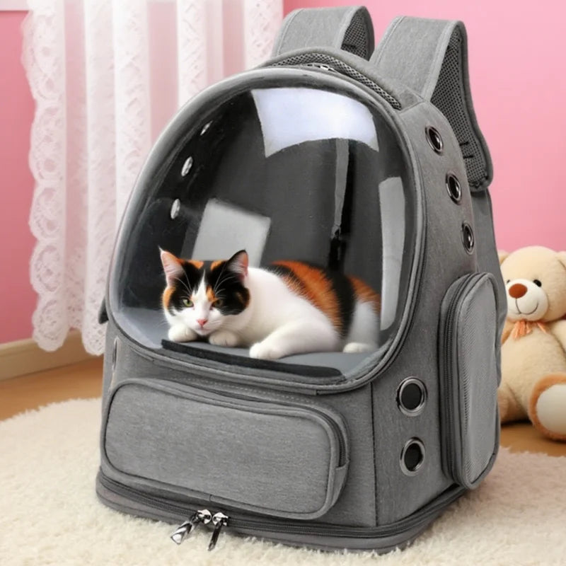 Stylish Pet Travel Bag – Transparent Shoulder Carrier for Cats