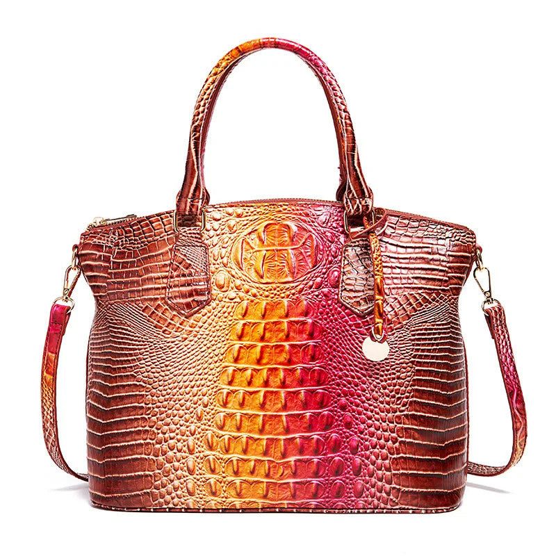 Fashion Colorful Alligator Style Handbag – Retro Crocodile Pattern PU Leather