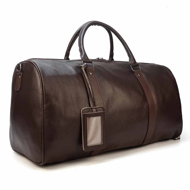 Natural Genuine Leather Travel Duffel Bag