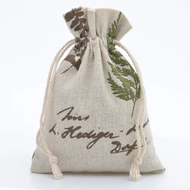 Multi-Colored Cotton Linen Drawstring Bag