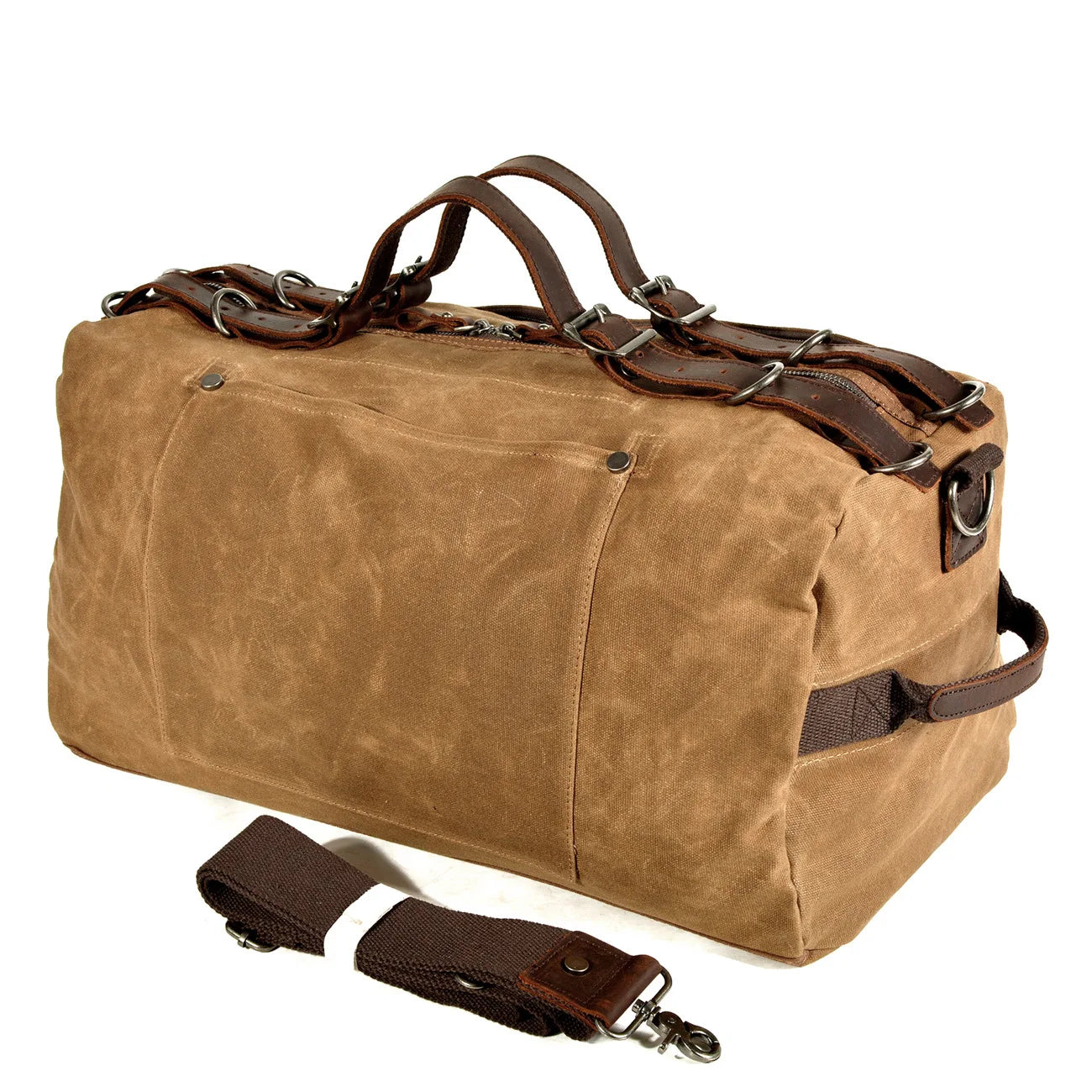 Military-Style Oil Wax Canvas Duffel Bag – Large Capacity Retro Travel Bag