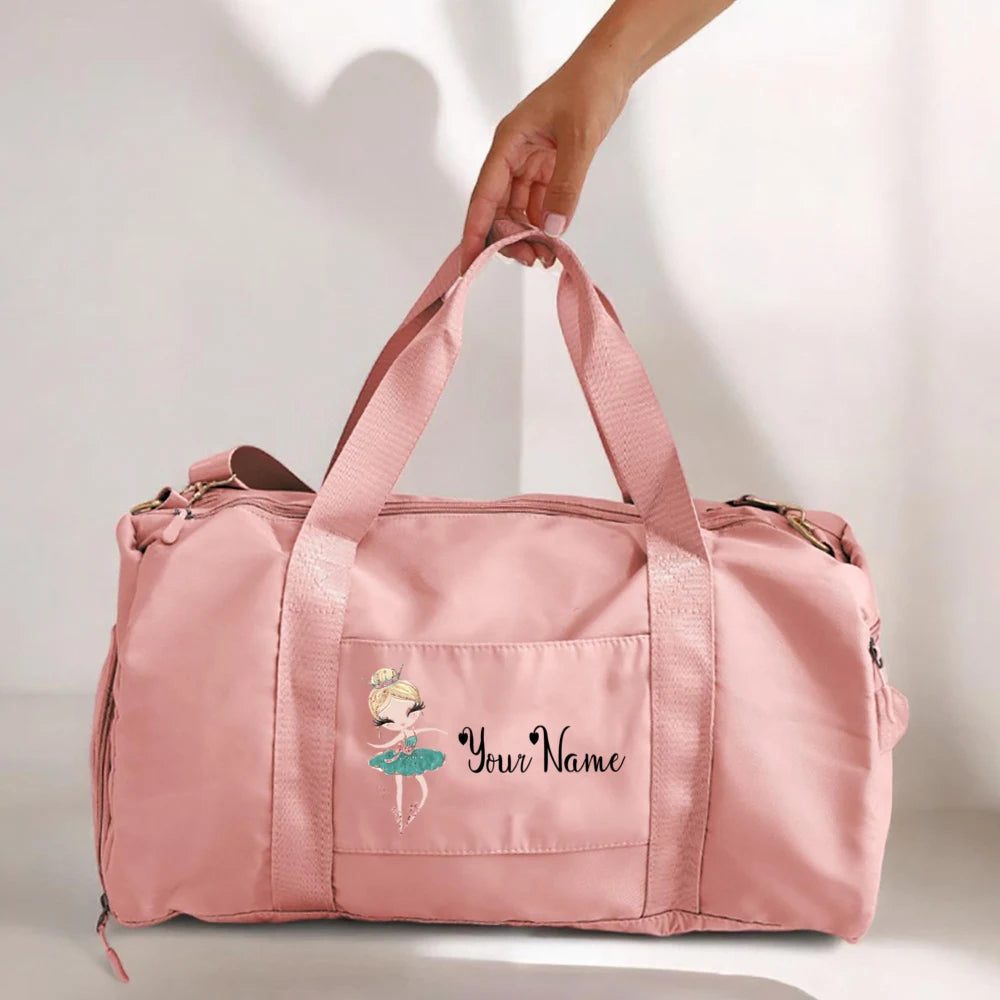 Durable duffle bag for girls with Personalised ballerina design
