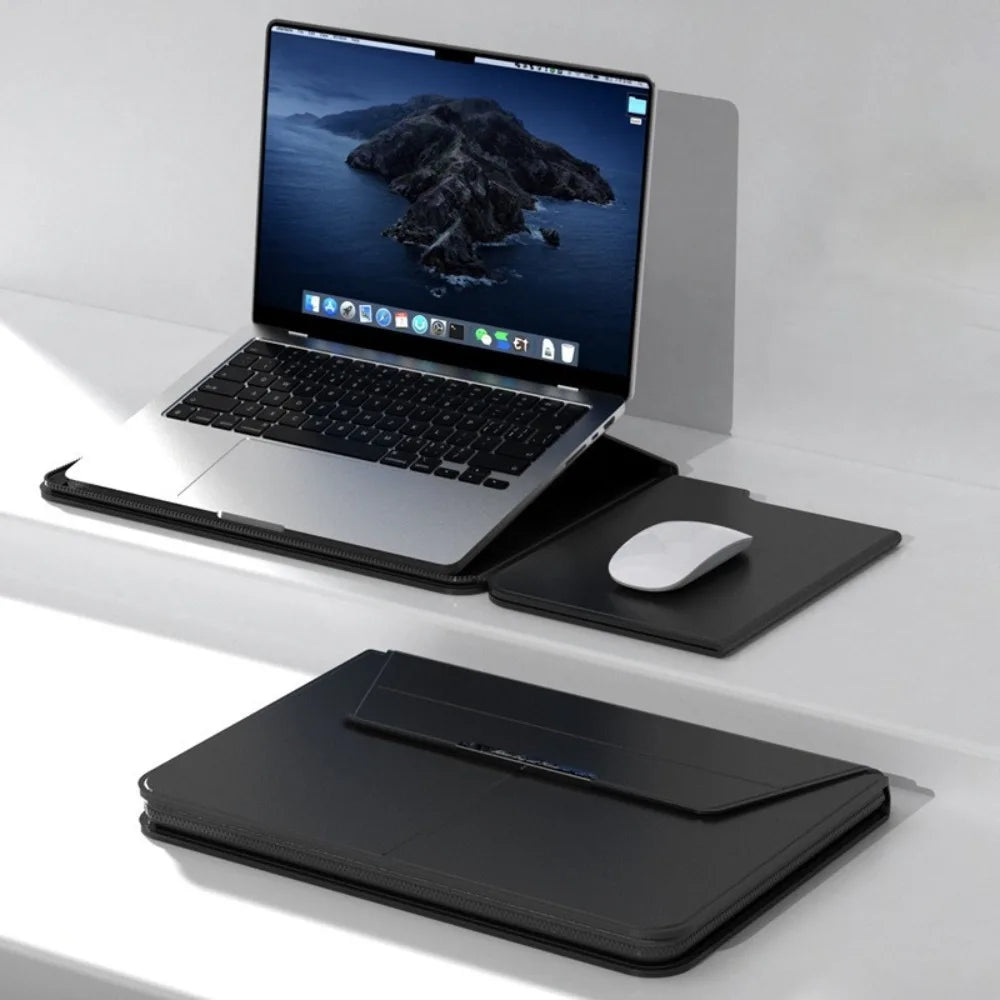 13–16 Inch Leather Laptop Bag – Automatic Closing Multifunction Carrying Pouch