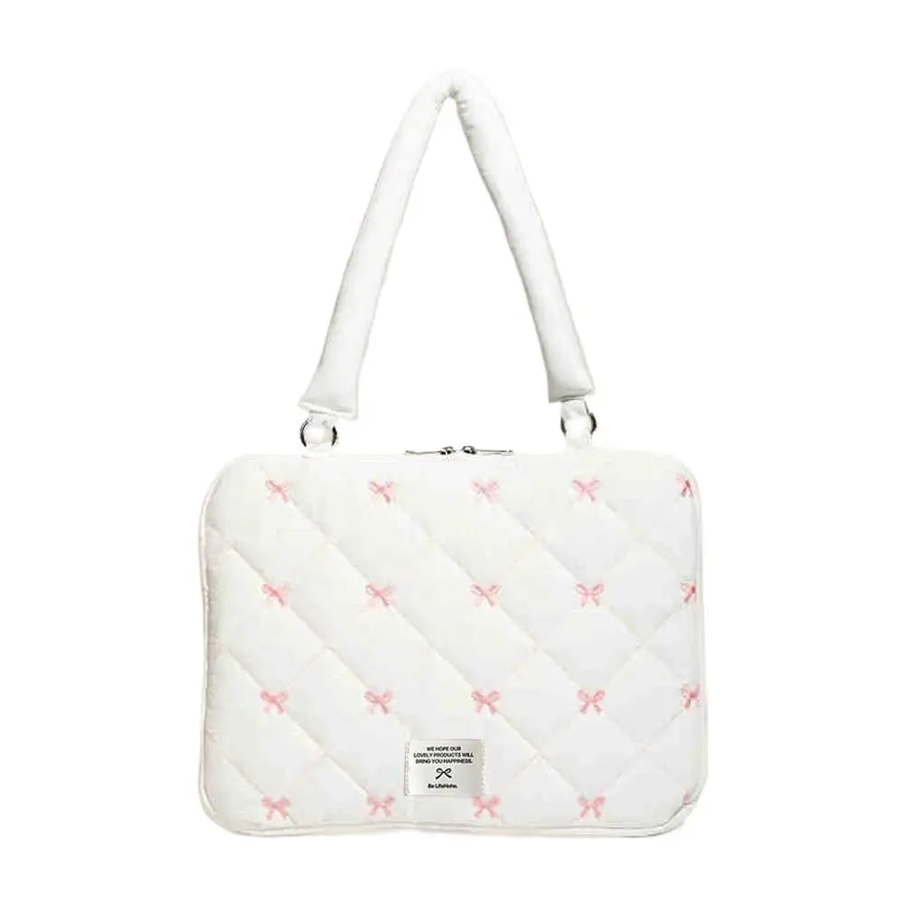 Cute Bow Embroidered Laptop Sleeve Bag – 13 to 16 Inch Fashion Shoulder Handbag