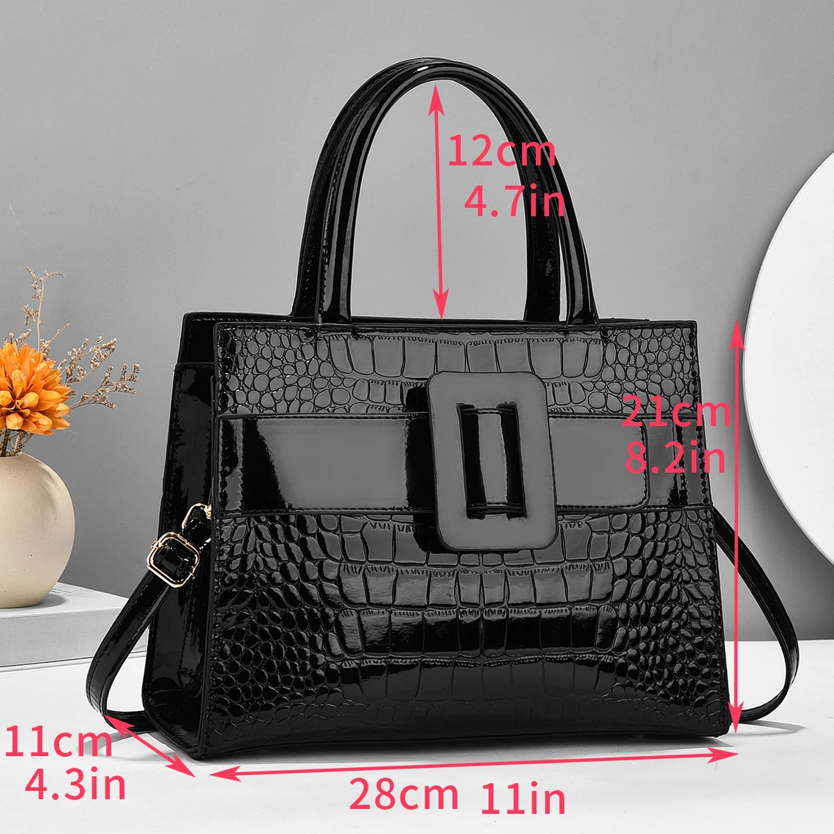 Premium Crocodile Pattern Handbag–Stylish Leather Tote Satchel