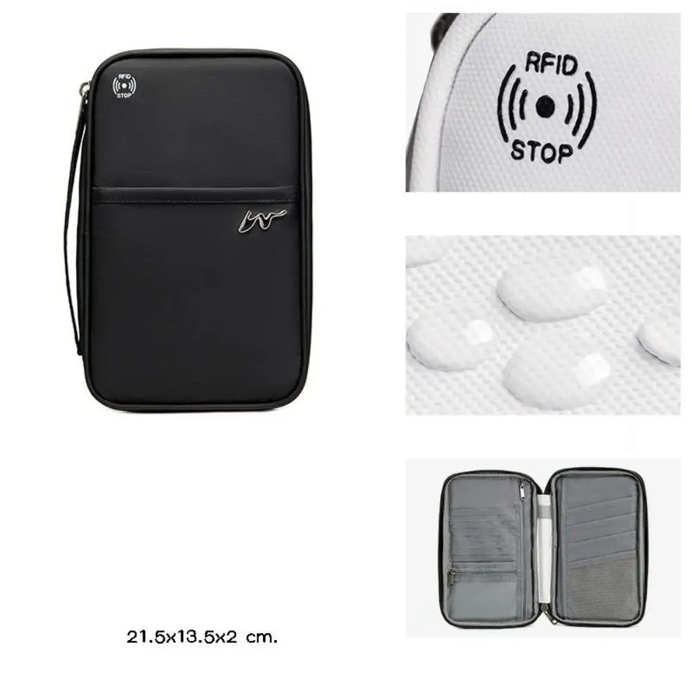 Portable RFID Card Holder – Polyester Travel Passport Case