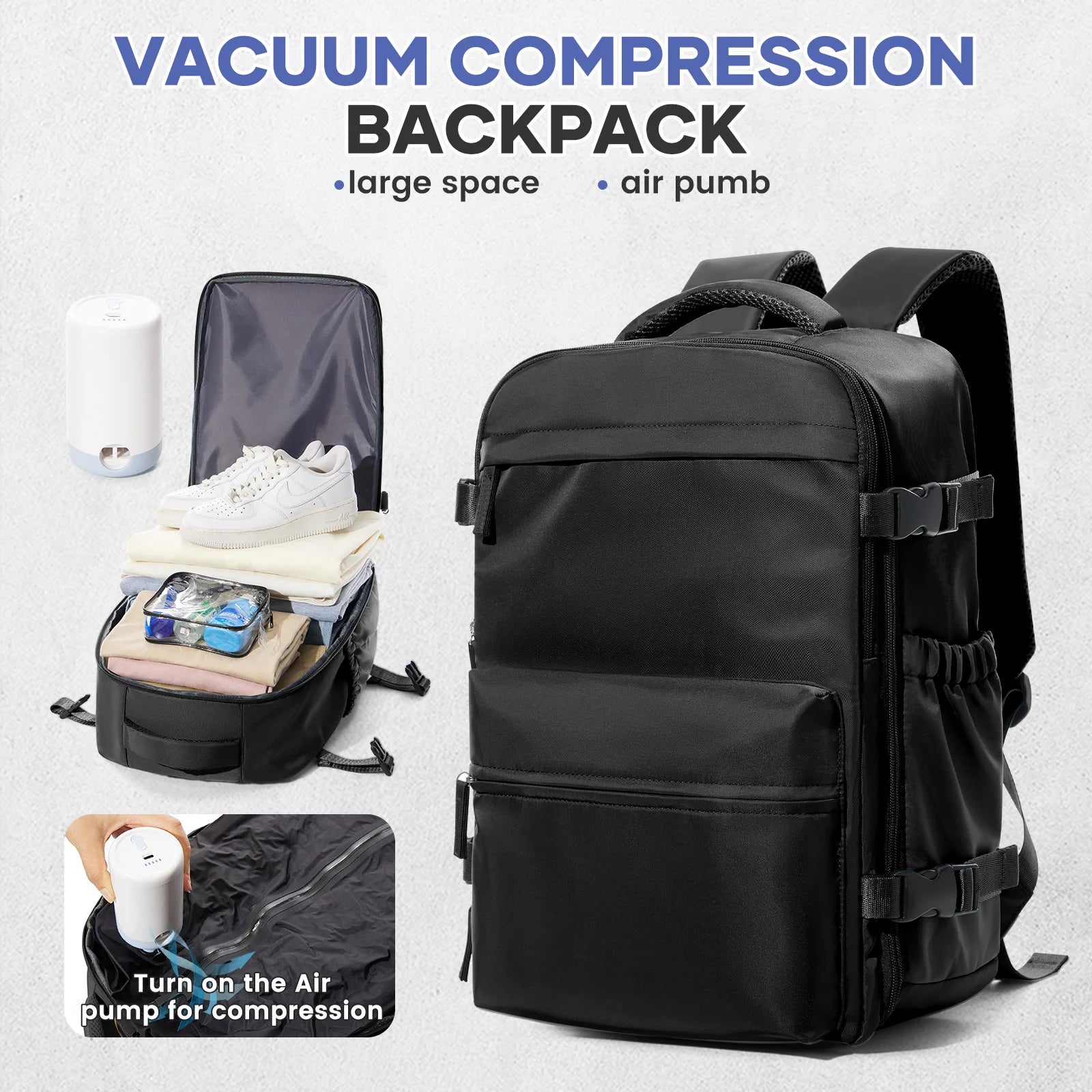 Spacious Vacuum Compression Travel Backpack