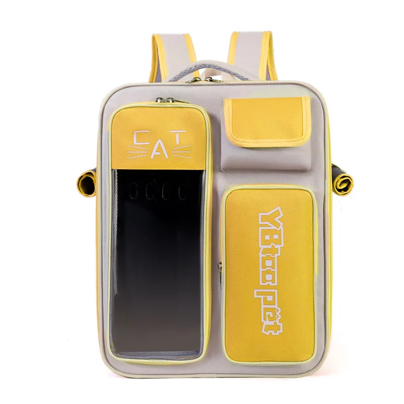 Double-Shoulder Cat Backpack – Transparent Large-Capacity Travel Bag for Cats & Dogs