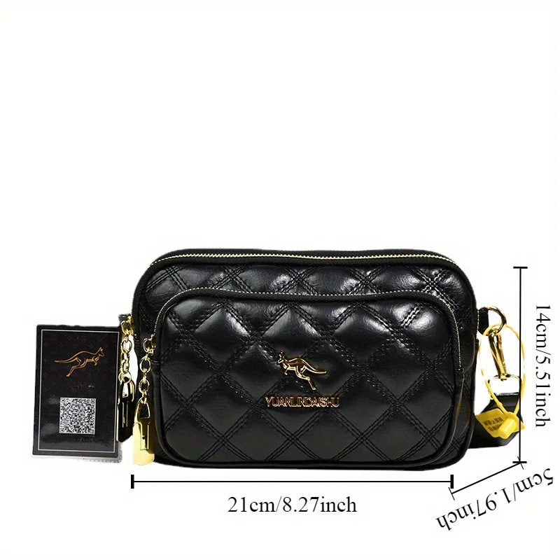 Versatile Argyle Design Bag –Casual PU Leather Crossbody