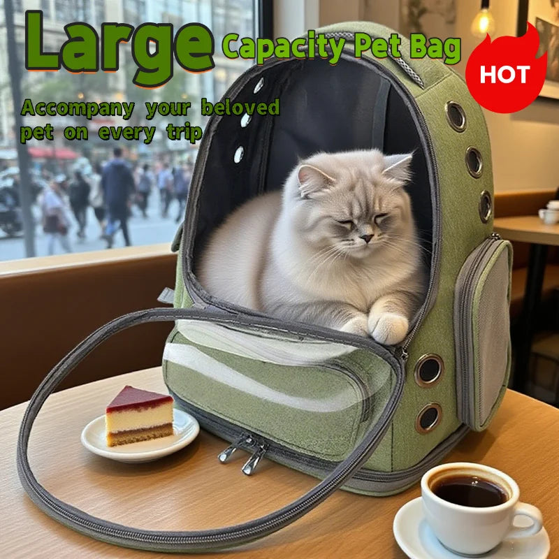 Stylish Pet Travel Bag – Transparent Shoulder Carrier for Cats