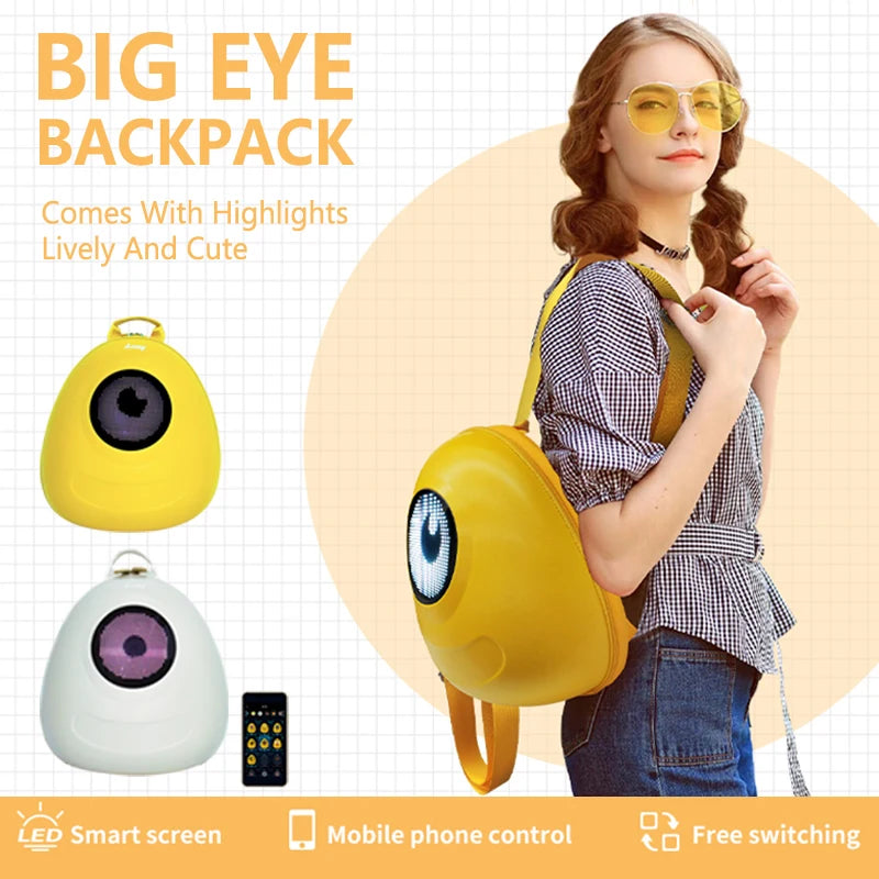 Smart LED Big Eye Backpack – Waterproof School & Travel Bag