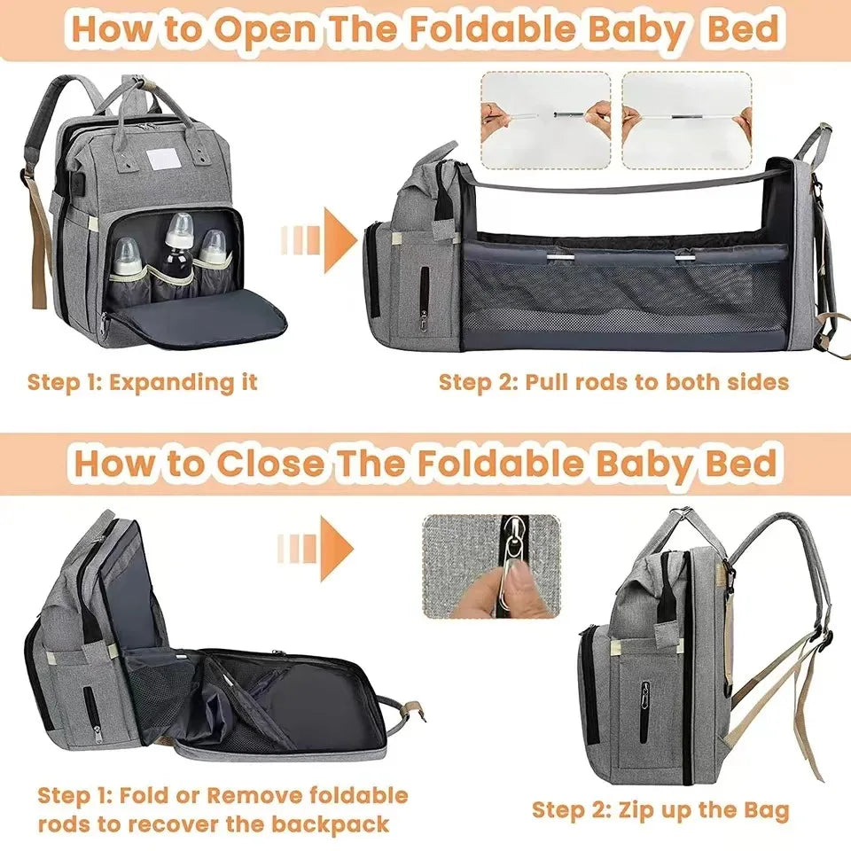 Folding Mommy Bag – Lightweight Portable Baby Backpack