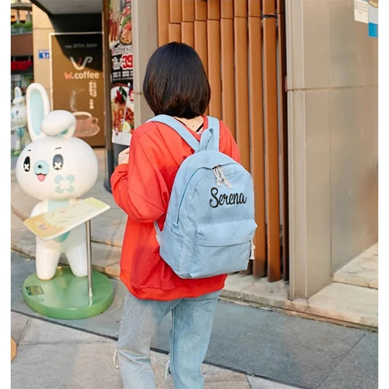 Soft Corduroy Fabric – Personalized Kids School Bag with Embroidery