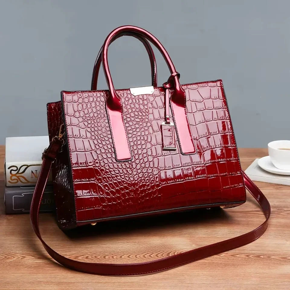 Large Capacity Crocodile Pattern – Luxury PU Leather Handbag
