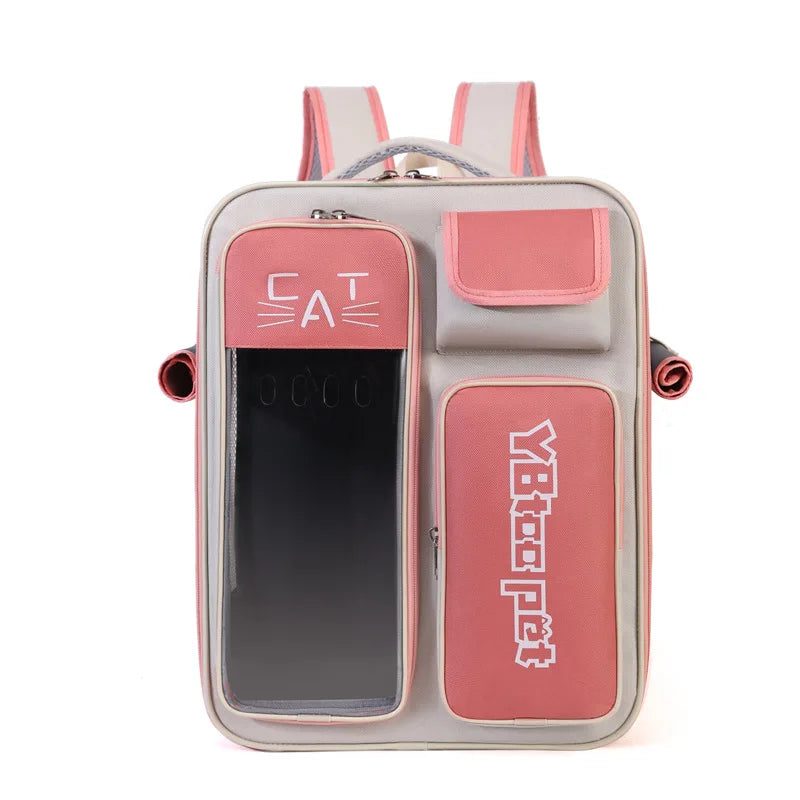 Double-Shoulder Cat Backpack – Transparent Large-Capacity Travel Bag for Cats & Dogs