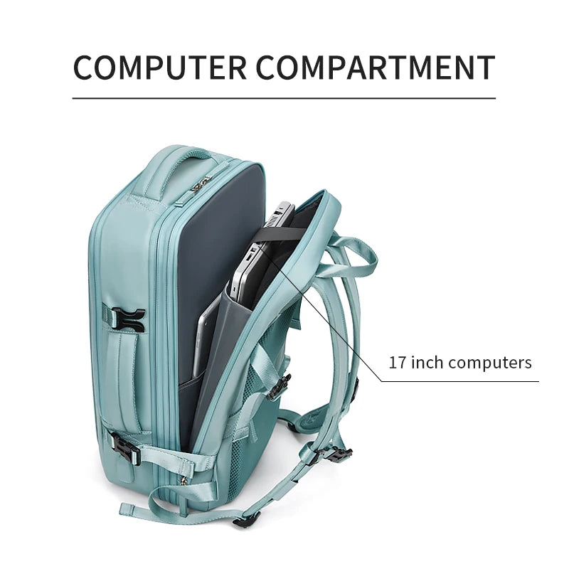 39L Expandable Travel Backpack – 17 Inch Laptop Bag with USB Charging, Waterproof