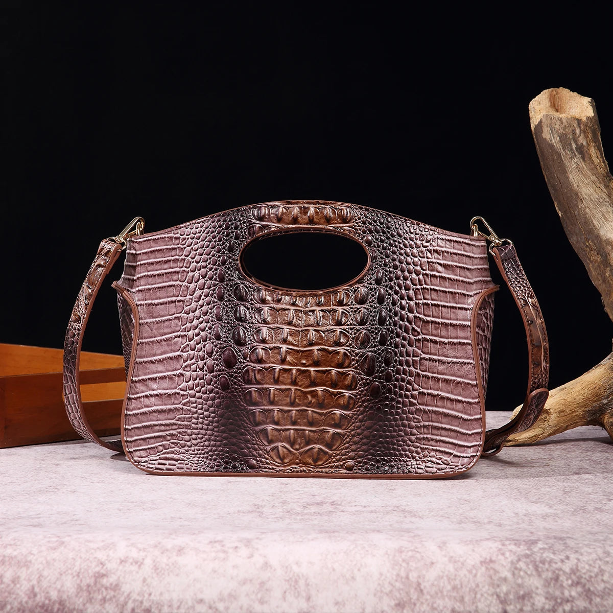 Crocodile Pattern Crossbody Bag – Vintage Shoulder Handbag & Luxury Clutch Purse