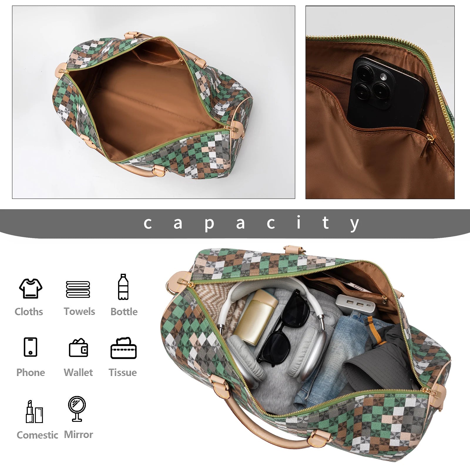 Designer Travel Duffle Bag – Unisex Large Capacity