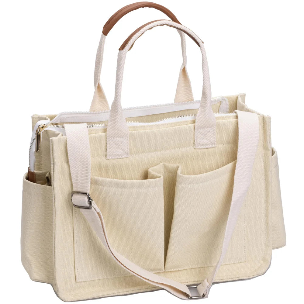 Durable Canvas Laptop Bag – Stylish Mommy Bag & Daily Handbag