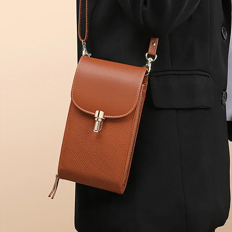 Compact Leather Crossbody Bag – Phone Wallet Bag