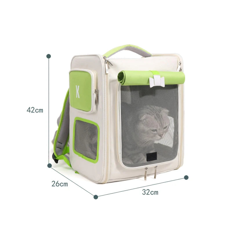 Large Expandable Cat Carrier Backpack – Foldable Breathable Travel Bag
