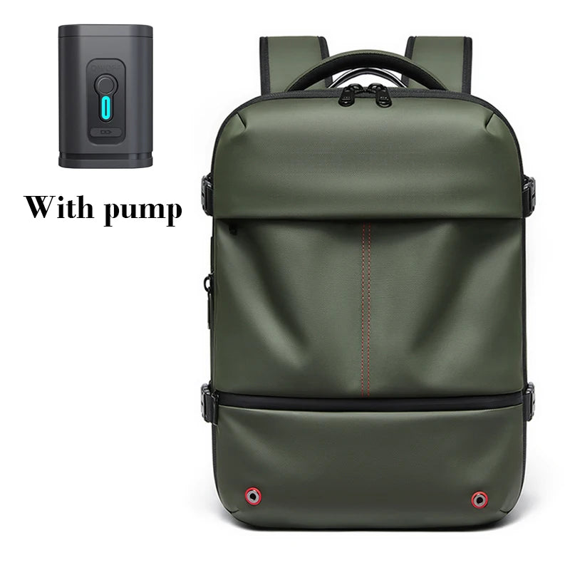 16-Inch Waterproof Travel Laptop Backpack – Vacuum Compression, USB Charging