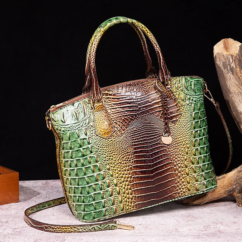 Fashion Colorful Alligator Style Handbag – Retro Crocodile Pattern PU Leather