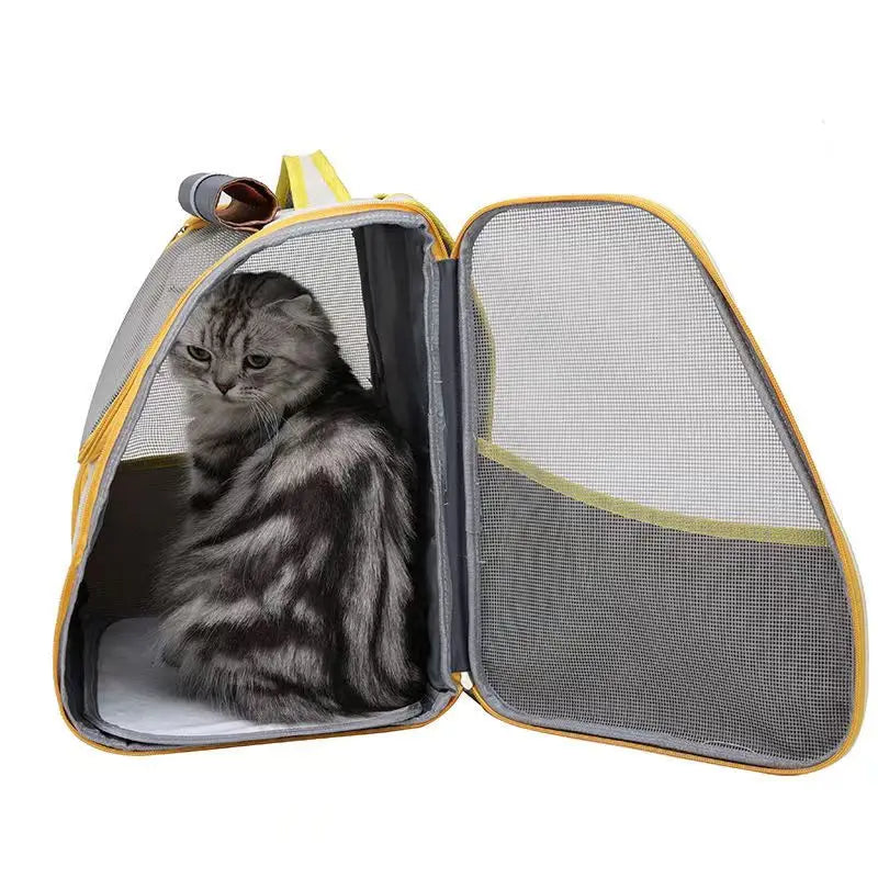 Triple-Sided Breathable Cat Backpack – Durable Double-Shoulder Pet Carrier
