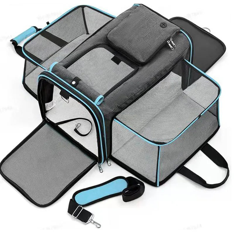 Foldable Cat & Dog Carrier Bag – Large Capacity Expandable Outdoor Travel Handbag