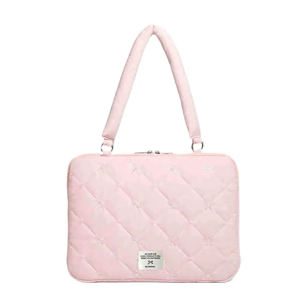Cute Bow Embroidered Laptop Sleeve Bag – 13 to 16 Inch Fashion Shoulder Handbag