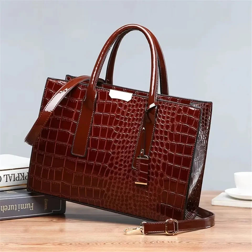 Large Capacity Crocodile Pattern – Luxury PU Leather Handbag