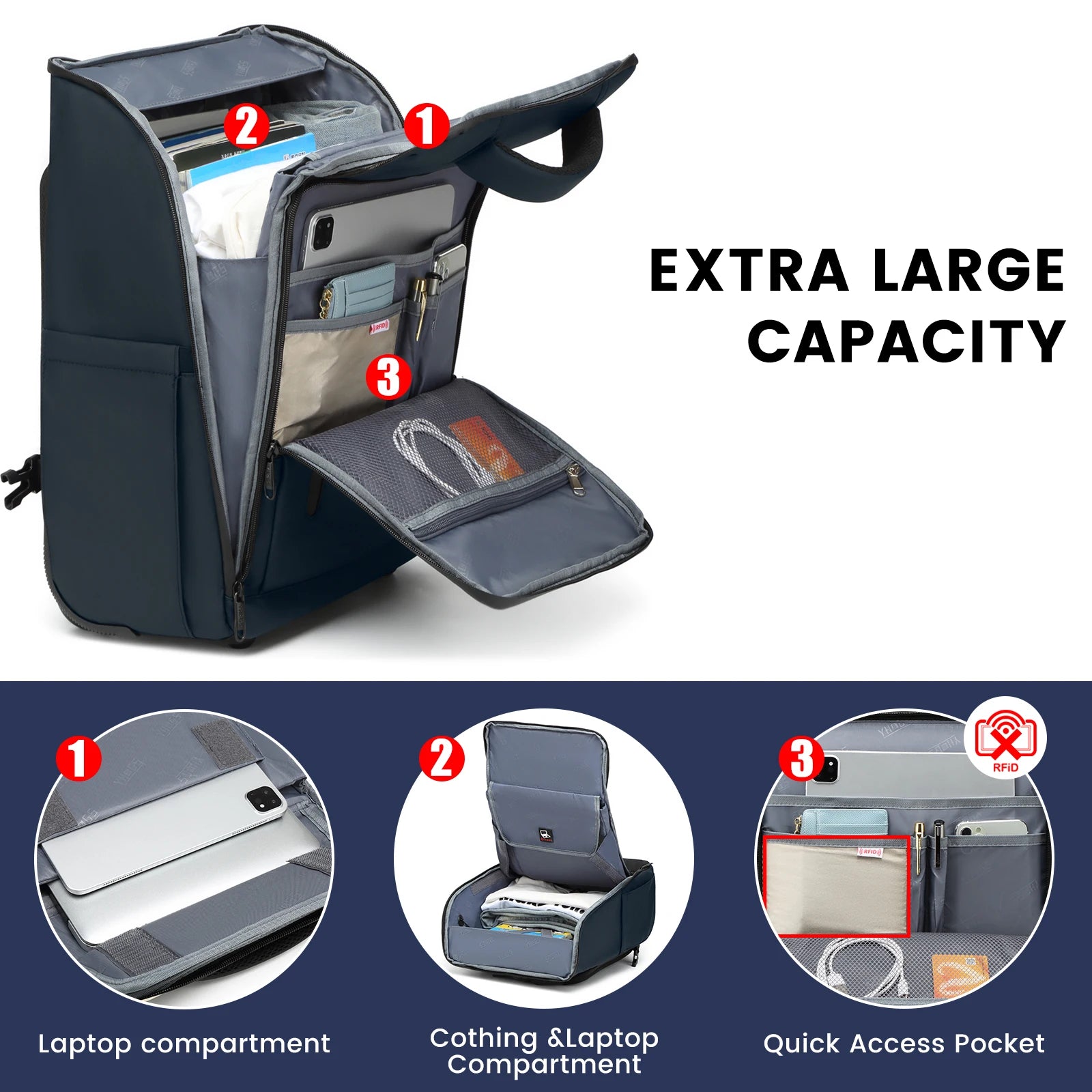 Rolling Travel Backpack with Laptop Compartment – Cabin Approved