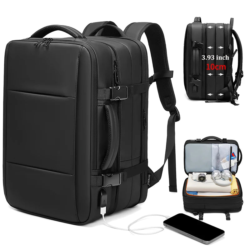 17-Inch Men’s Laptop Backpack – Waterproof, 39L Travel and Outdoor Bag with USB Port