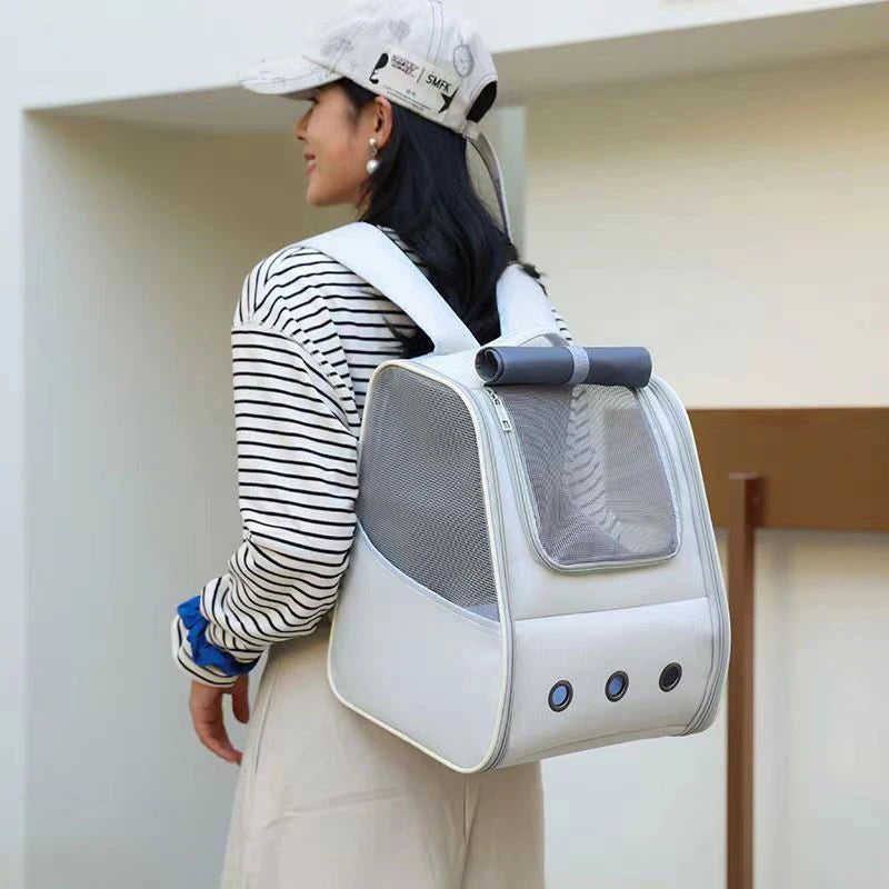 Triple-Sided Breathable Cat Backpack – Durable Double-Shoulder Pet Carrier